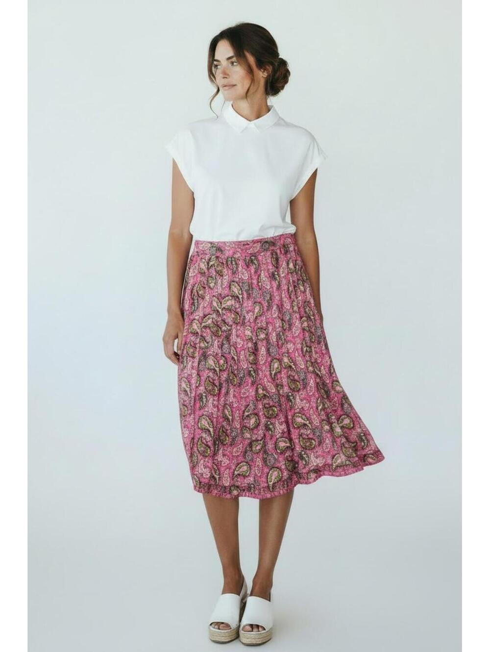 Lilly Pulitzer Larissa "Provincetown Clambake" Pink Silk Pleated Skirt, Size 10